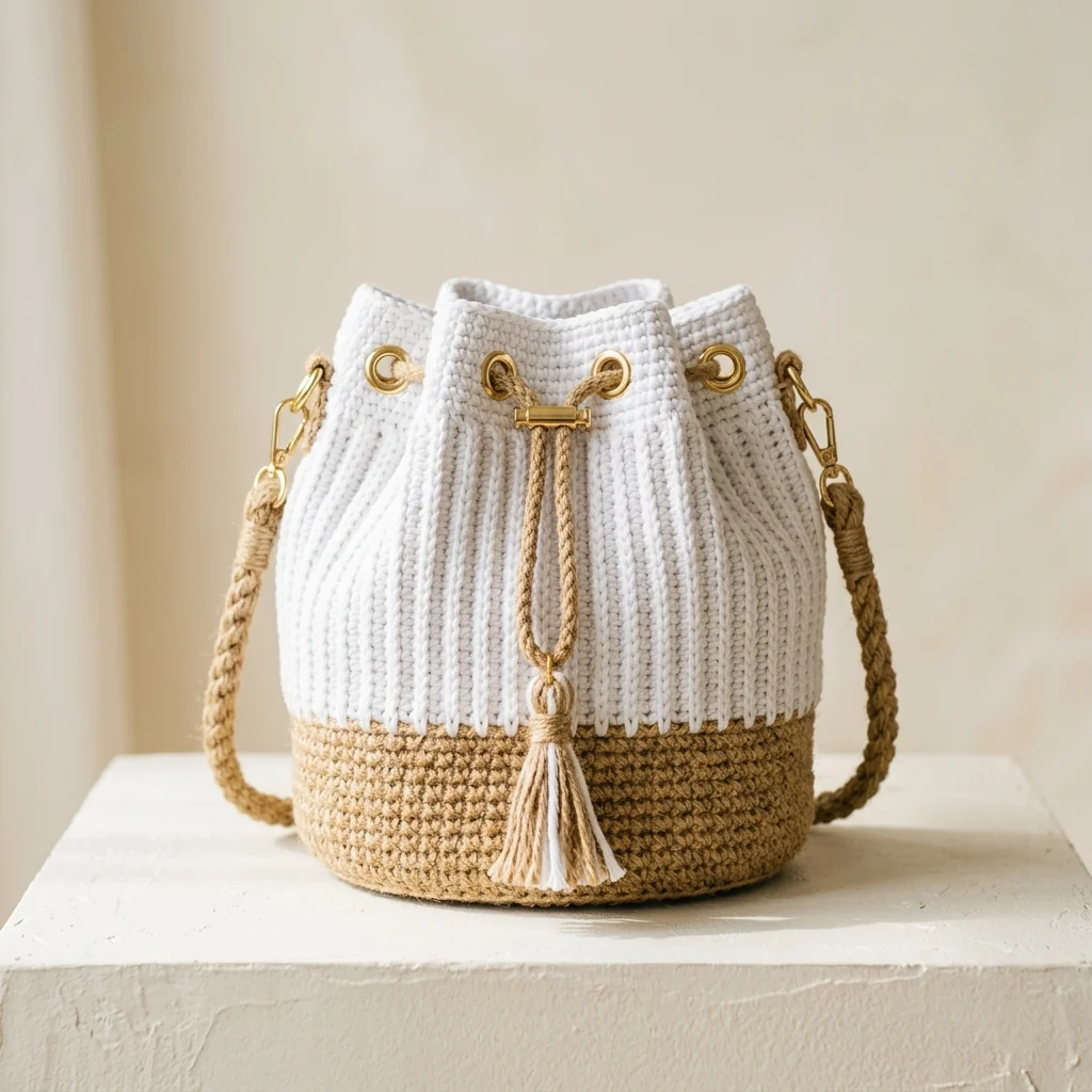 The Atelier Jute Bucket Bag – Natural & Ivory