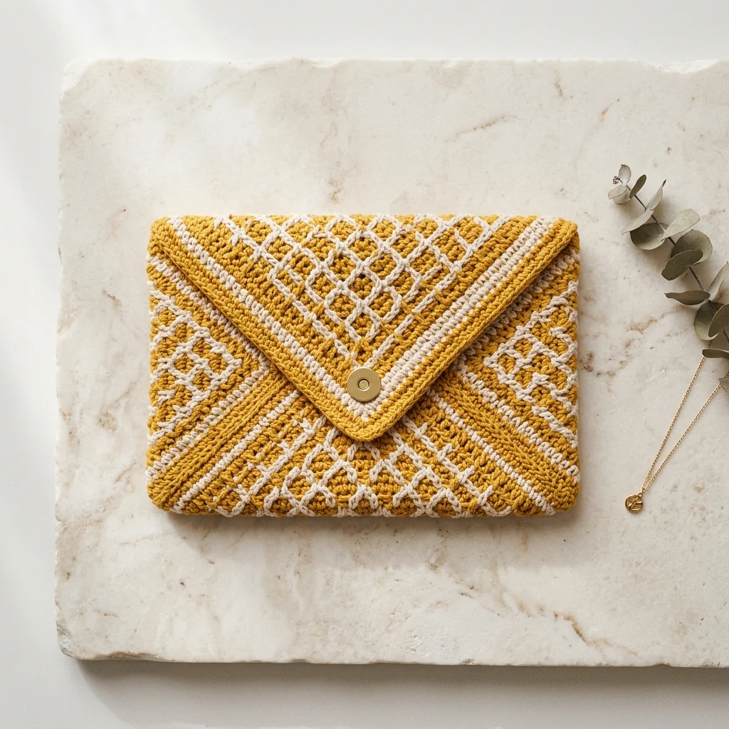 The Riviera Envelope Clutch – Mustard & Cream